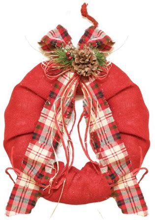 Plaid Bow and Pinecone Wreath